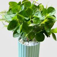 بوته مصنوعی پرومیا همراه گلدان چوبی