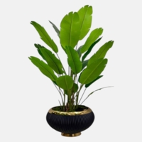 درختچه مصنوعی نخل مسافر،۱۲ شاخه،ارتفاع ۱,۳۰متر،گلدان سرامیکی