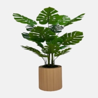 درختچه مصنوعی انجیر، ۳ تنه، ارتفاع ۱,۷۰ متر، گلدان چوبی