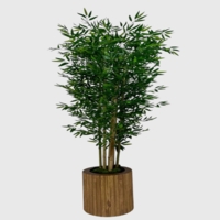 درختچه مصنوعی بامبو، ۶ شاخه، ارتفاع ۱,۸۰ متر، گلدان چوبی