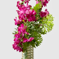 شکوفه مصنوعی همراه گلدان آیینه ای