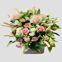 گل زر گلبهی مصنوعی ترکیبی همراه جعبه چوبی روکش دار